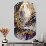 Purple Gold Captivating Liquid Ink - Asymmetric Metal Wall Art