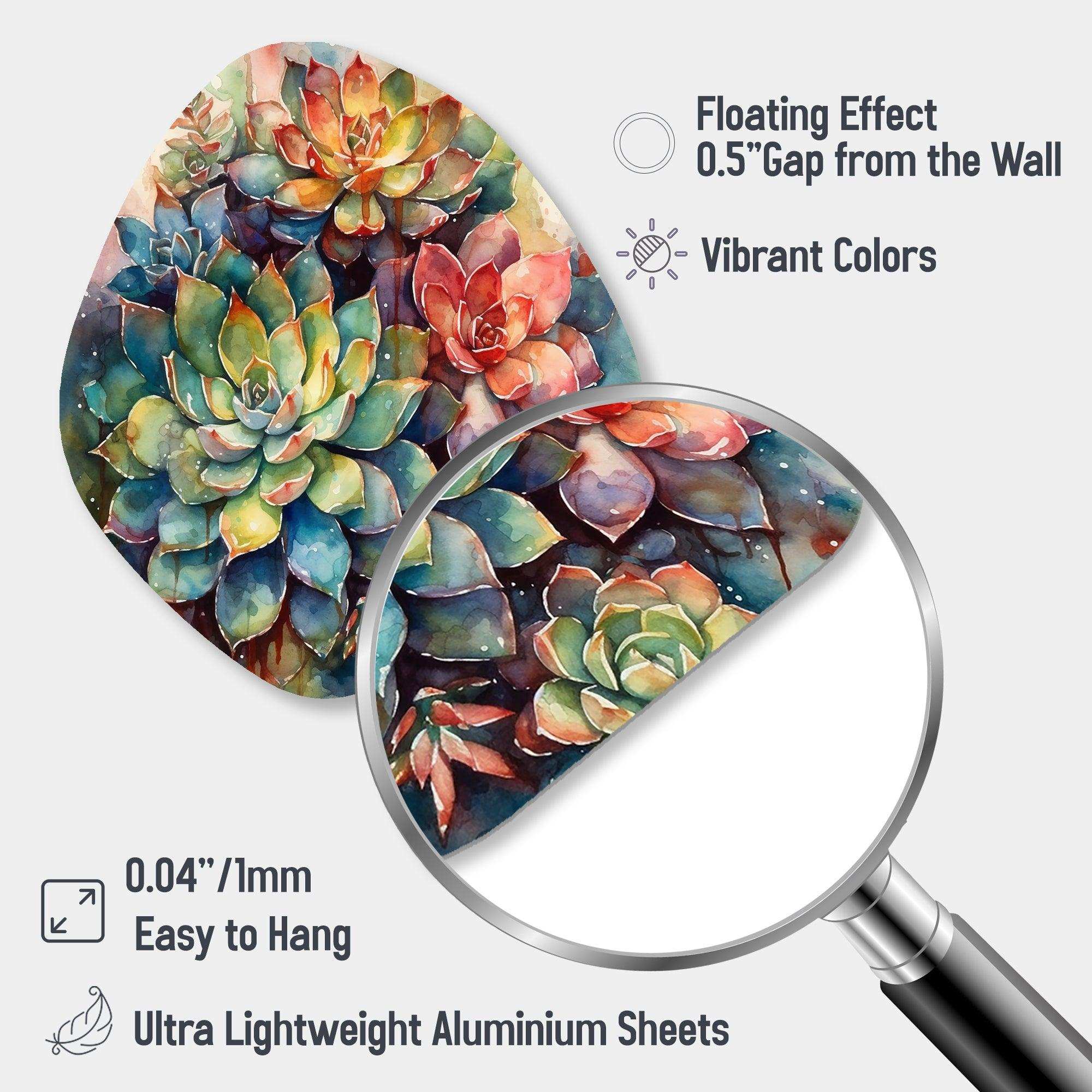 Green Red Cactus Scenery IV - Asymmetric Metal Wall Art