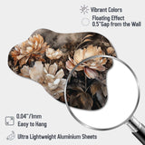 Cream Brown Peony Blooms In Motion - Asymmetric Metal Wall Art