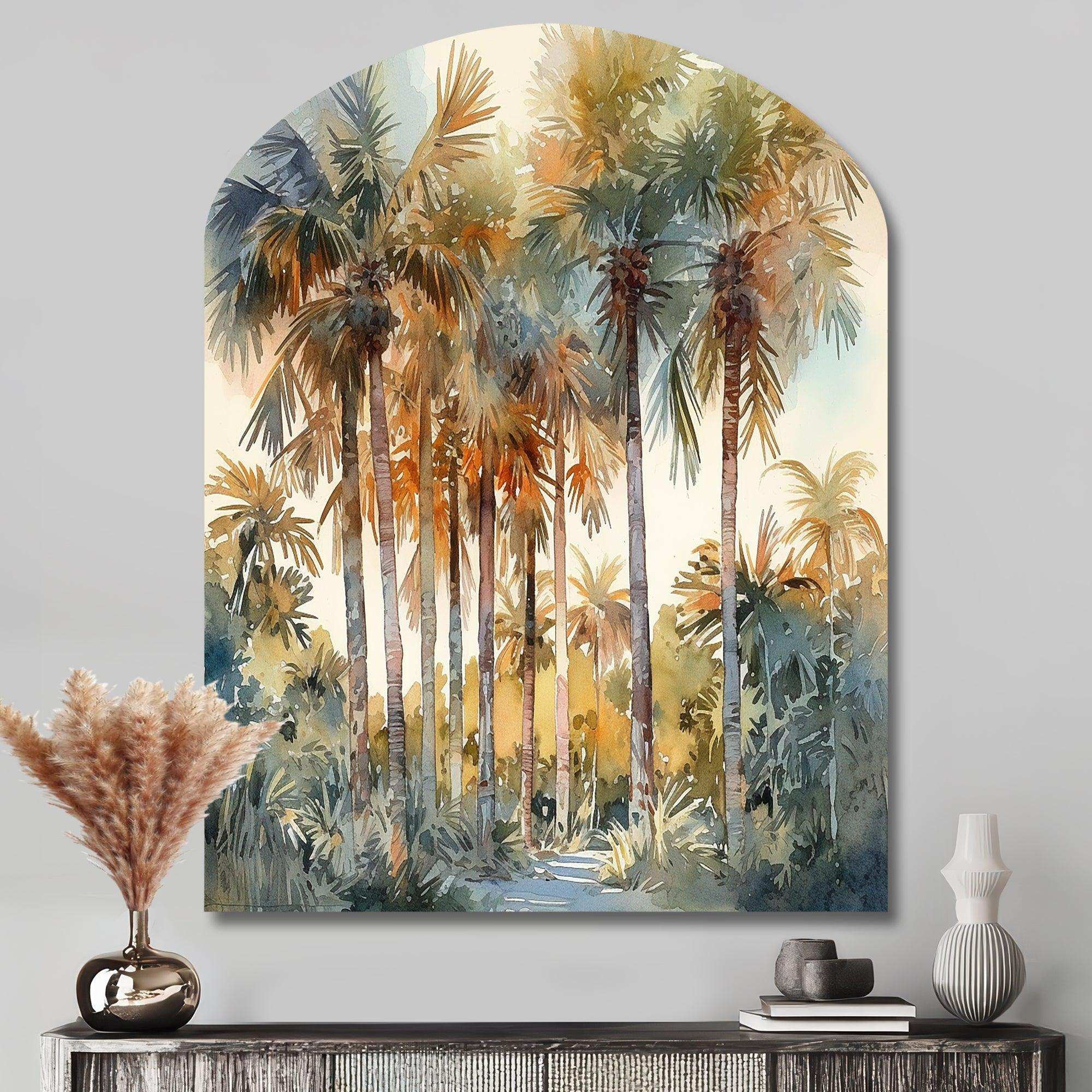 Green Palm Tree Paradise III - Asymmetric Metal Wall Art