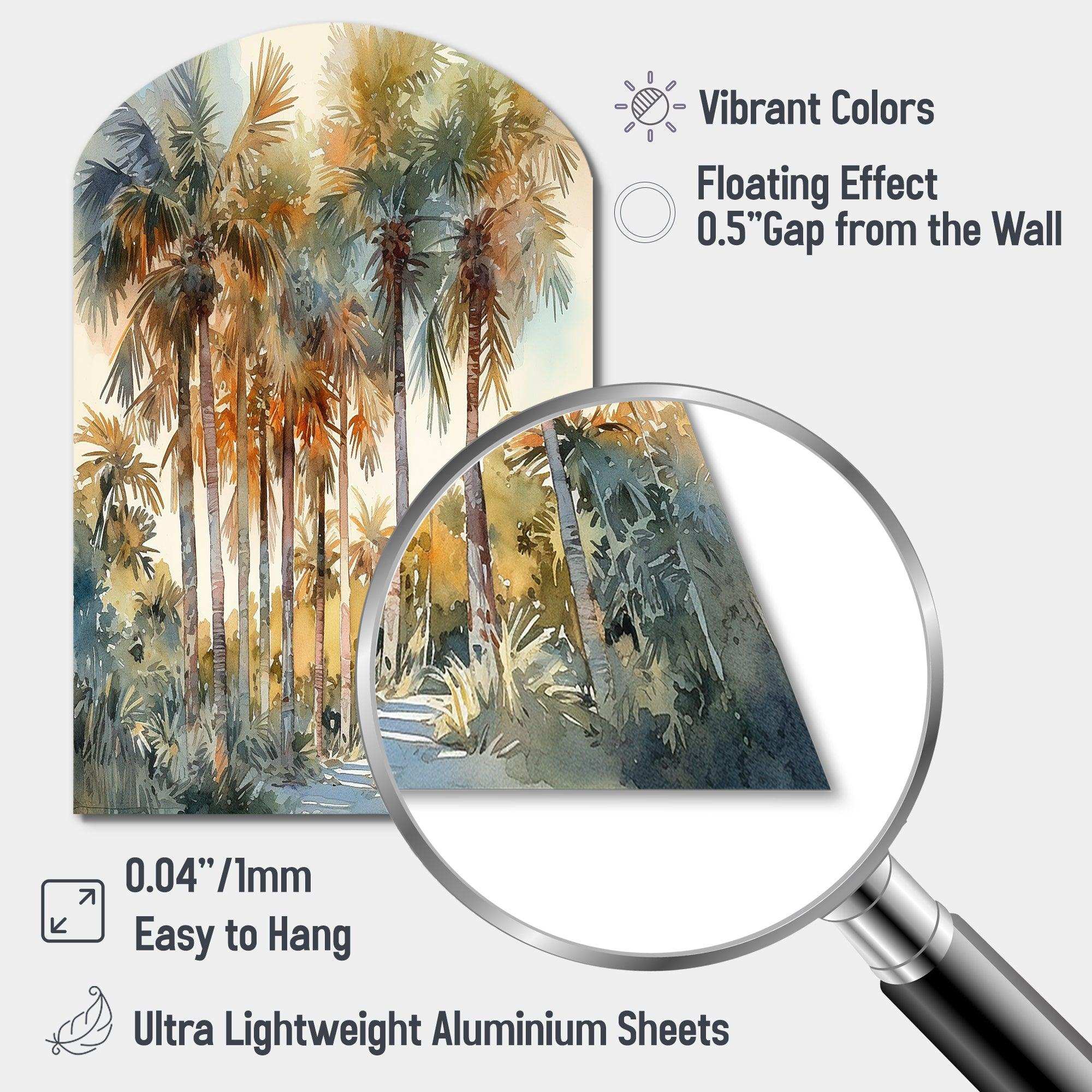 Green Palm Tree Paradise III - Asymmetric Metal Wall Art