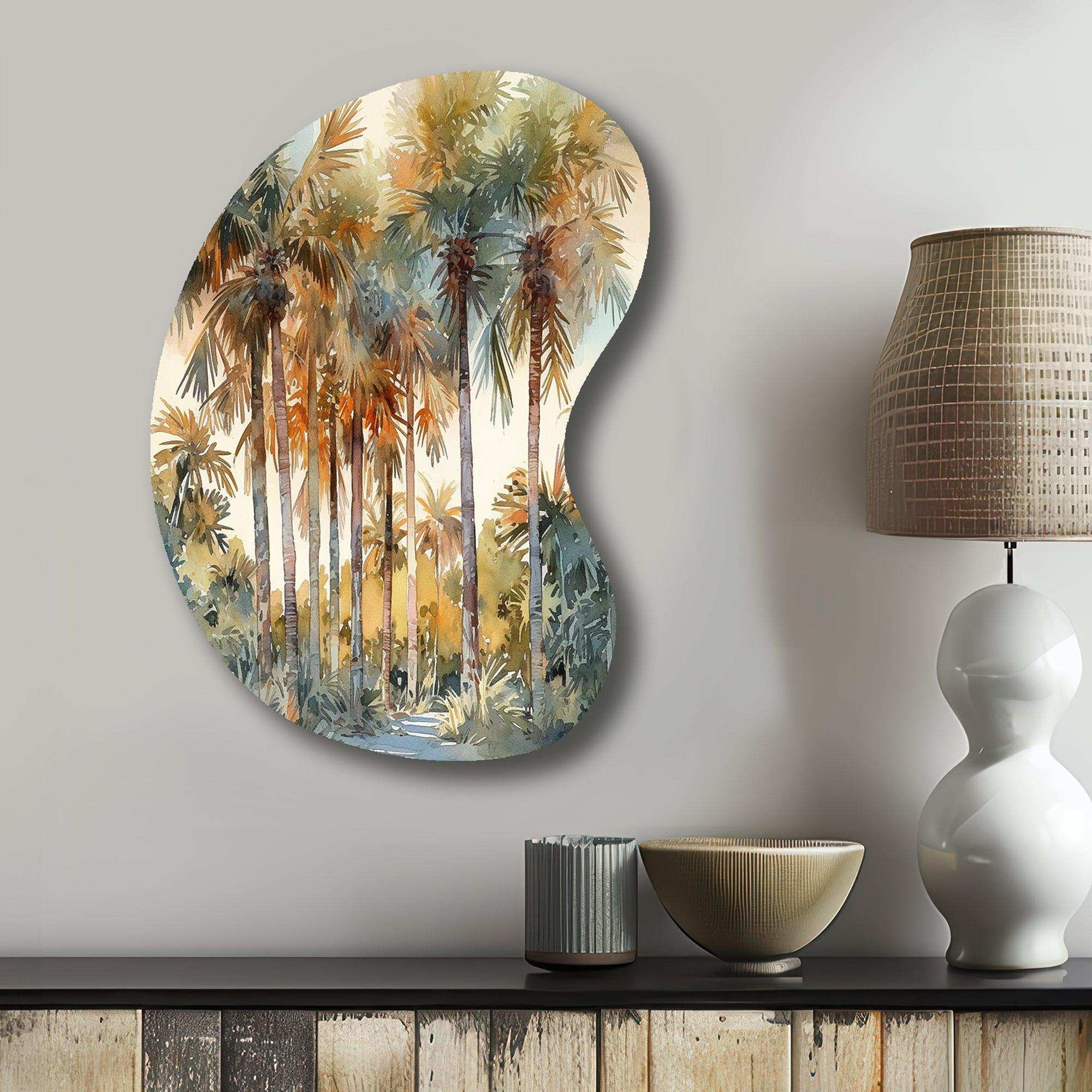 Green Palm Tree Paradise III - Asymmetric Metal Wall Art