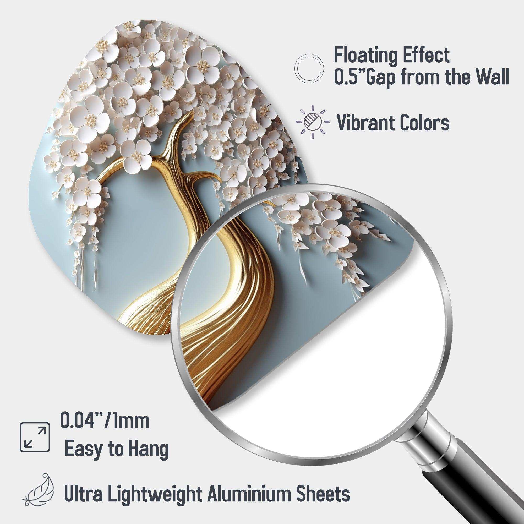 White Orchid Tree Garden Of Branches VI - Asymmetric Metal Wall Art