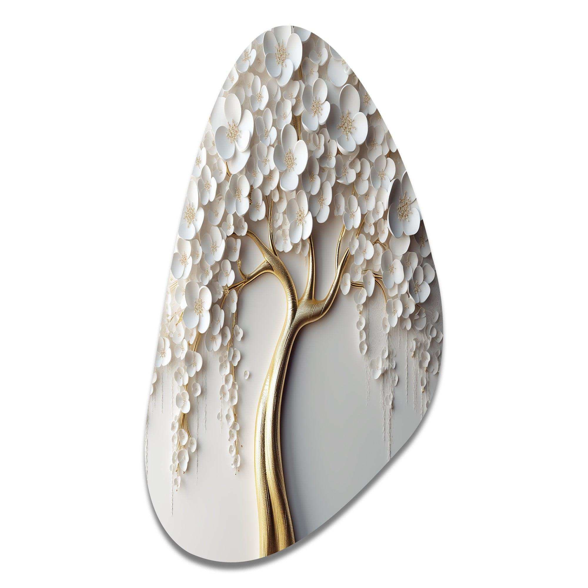 White Orchid Tree Garden Of Branches VII - Asymmetric Metal Wall Art