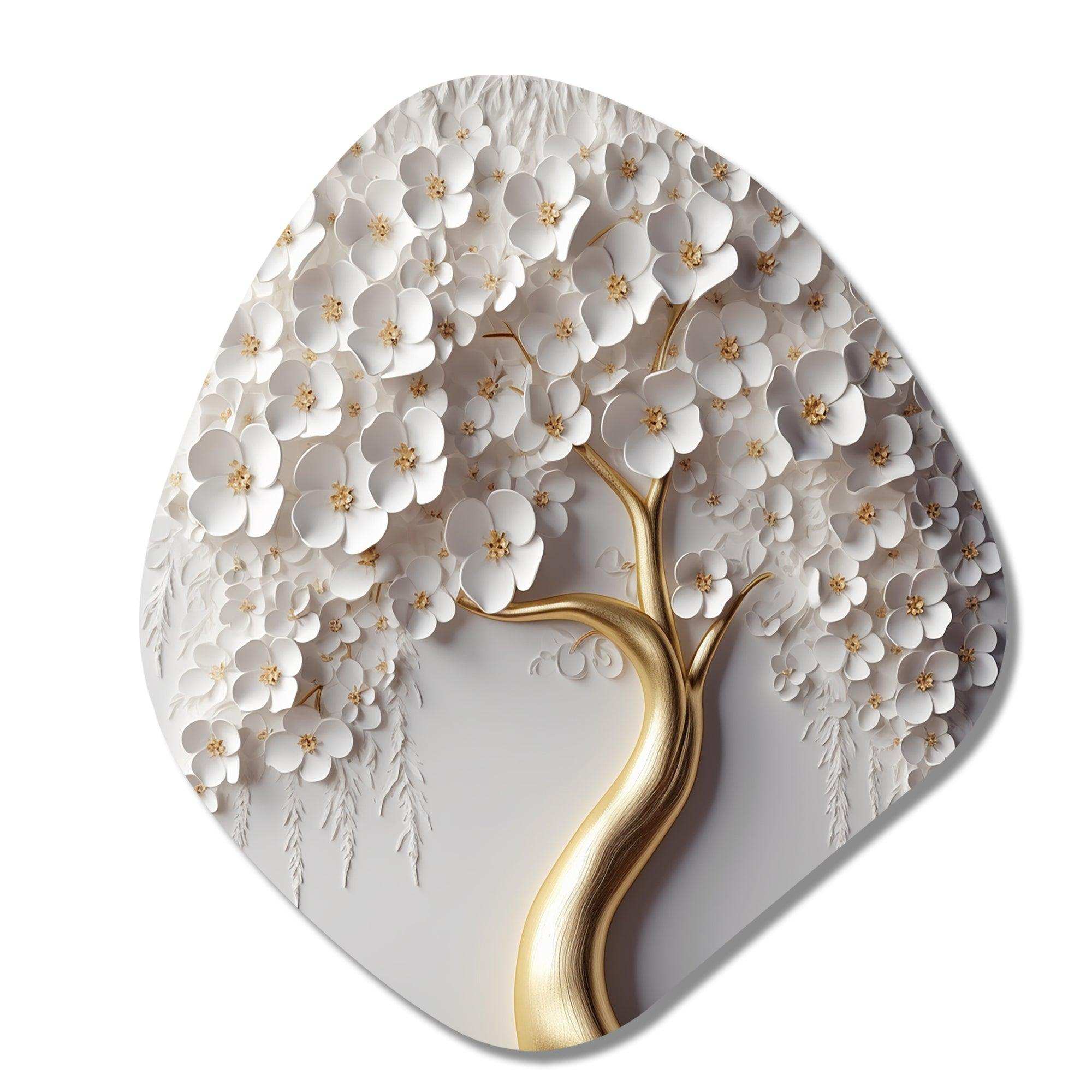 White Orchid Tree Garden Of Branches VIII - Asymmetric Metal Wall Art