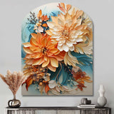 Orange Teal Botanical Whirlwind I - Asymmetric Metal Wall Art