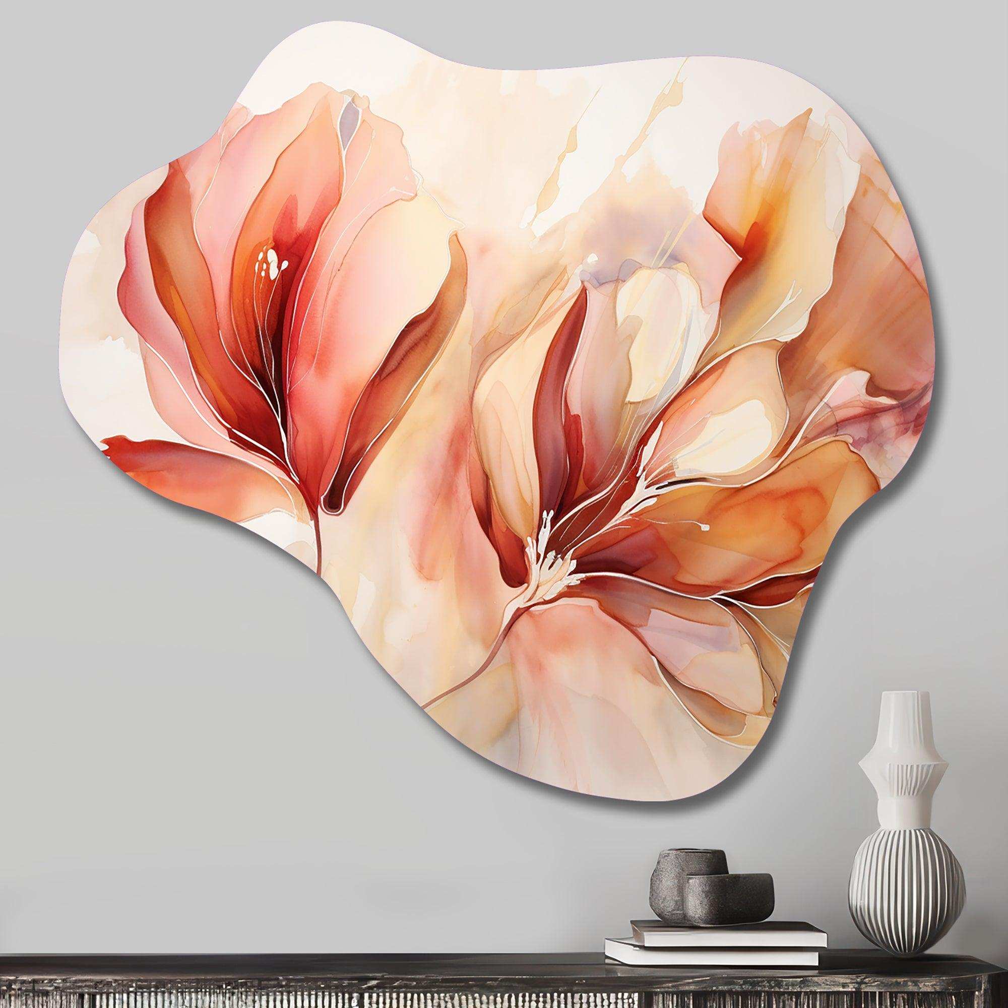 Peach Petal Dance - Asymmetric Metal Wall Art