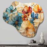 Teal Orange Petal Mosaics II - Asymmetric Metal Wall Art