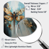 Gold Animal Turquoise Dragonfly Drips - Asymmetric Metal Wall Art