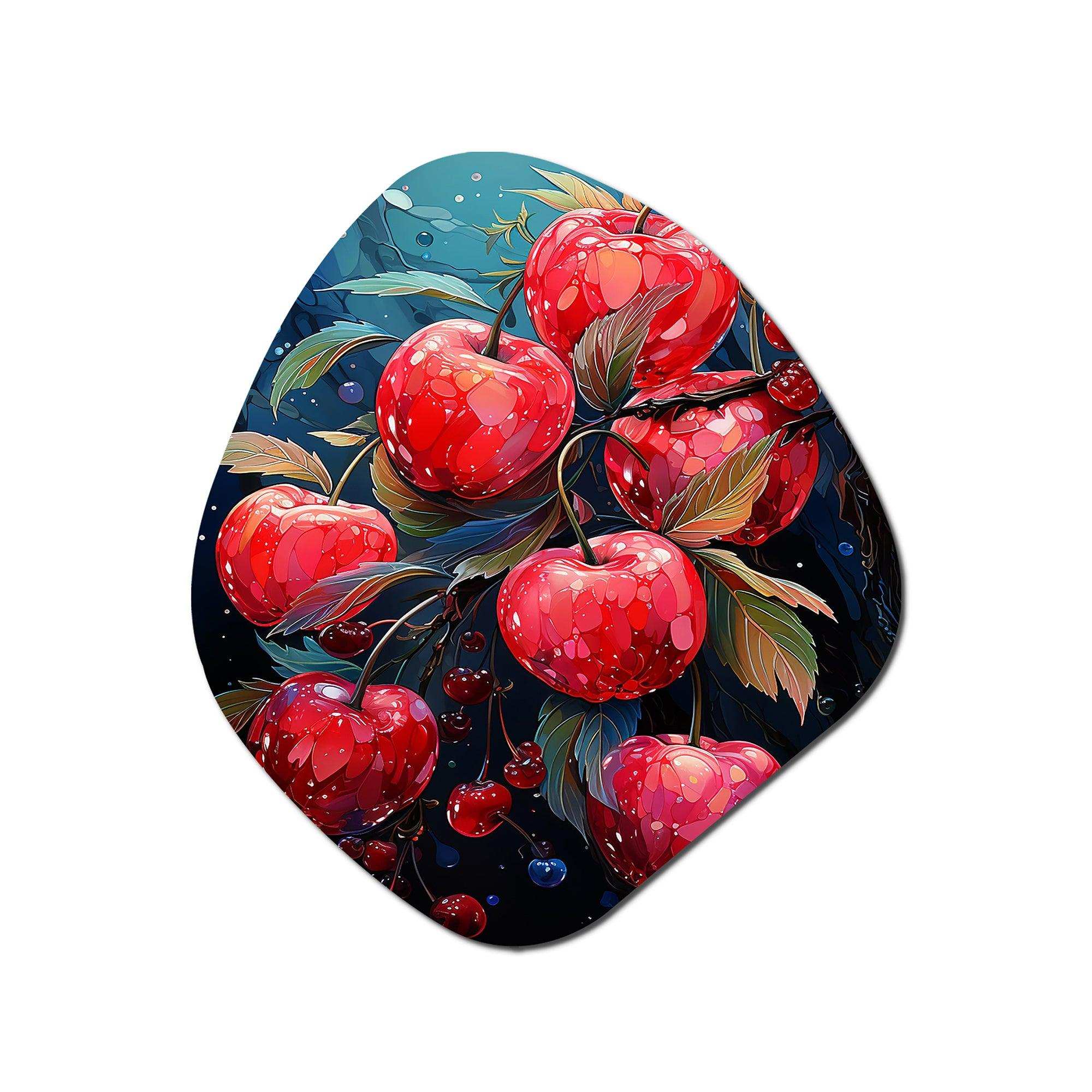 Red Apple Blossom Collage - Asymmetric Metal Wall Art