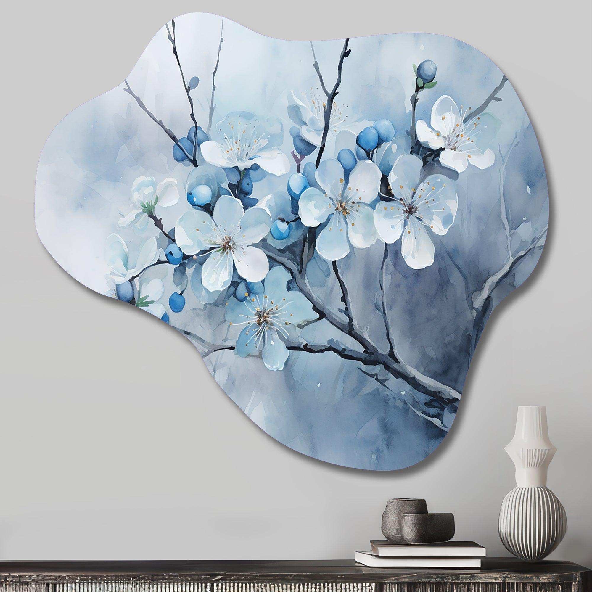 Apple Blossom Monochromatic Elegance VII - Asymmetric Metal Wall Art