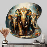 Asian Art Thai Elephants X - Asymmetric Metal Wall Art