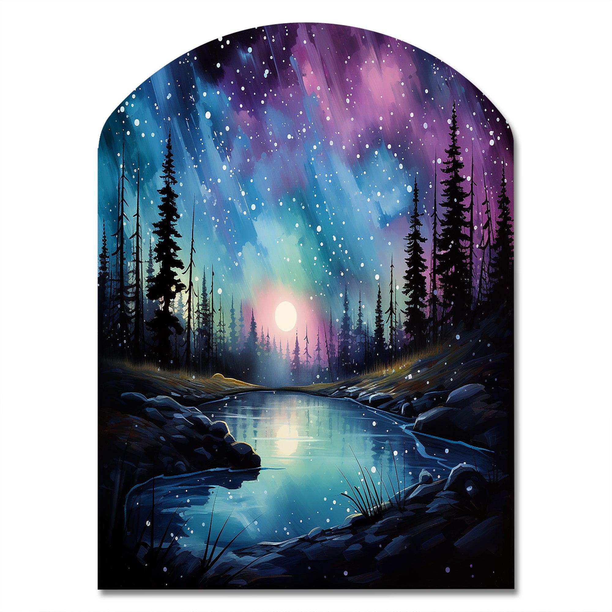 Aurora Borealis Dancing Lights VIII - Asymmetric Metal Wall Art