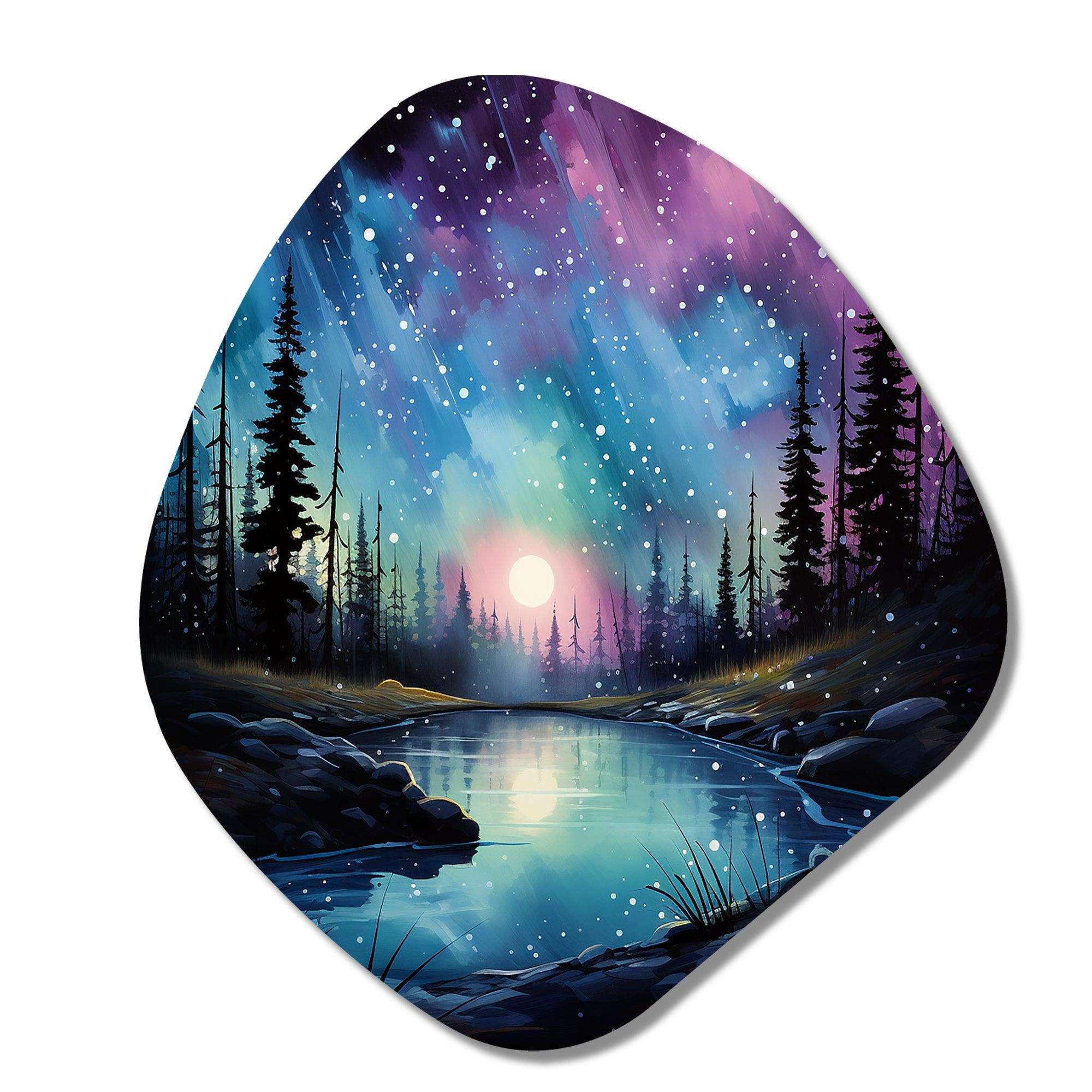 Aurora Borealis Dancing Lights VIII - Asymmetric Metal Wall Art