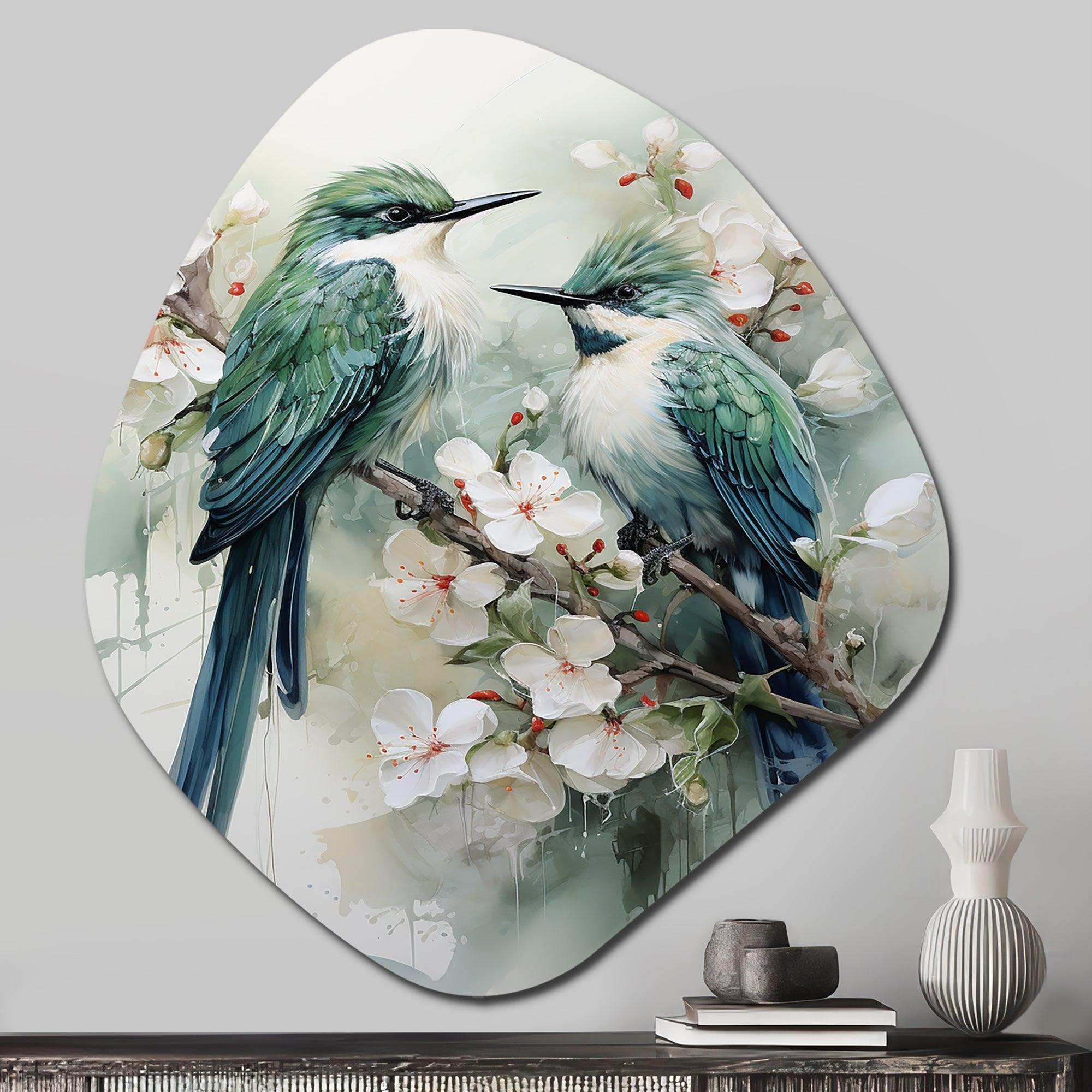 Bird Serenade Of Feathers I - Asymmetric Metal Wall Art