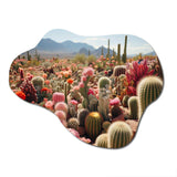 Green Pink Cactus Field II - Asymmetric Metal Wall Art