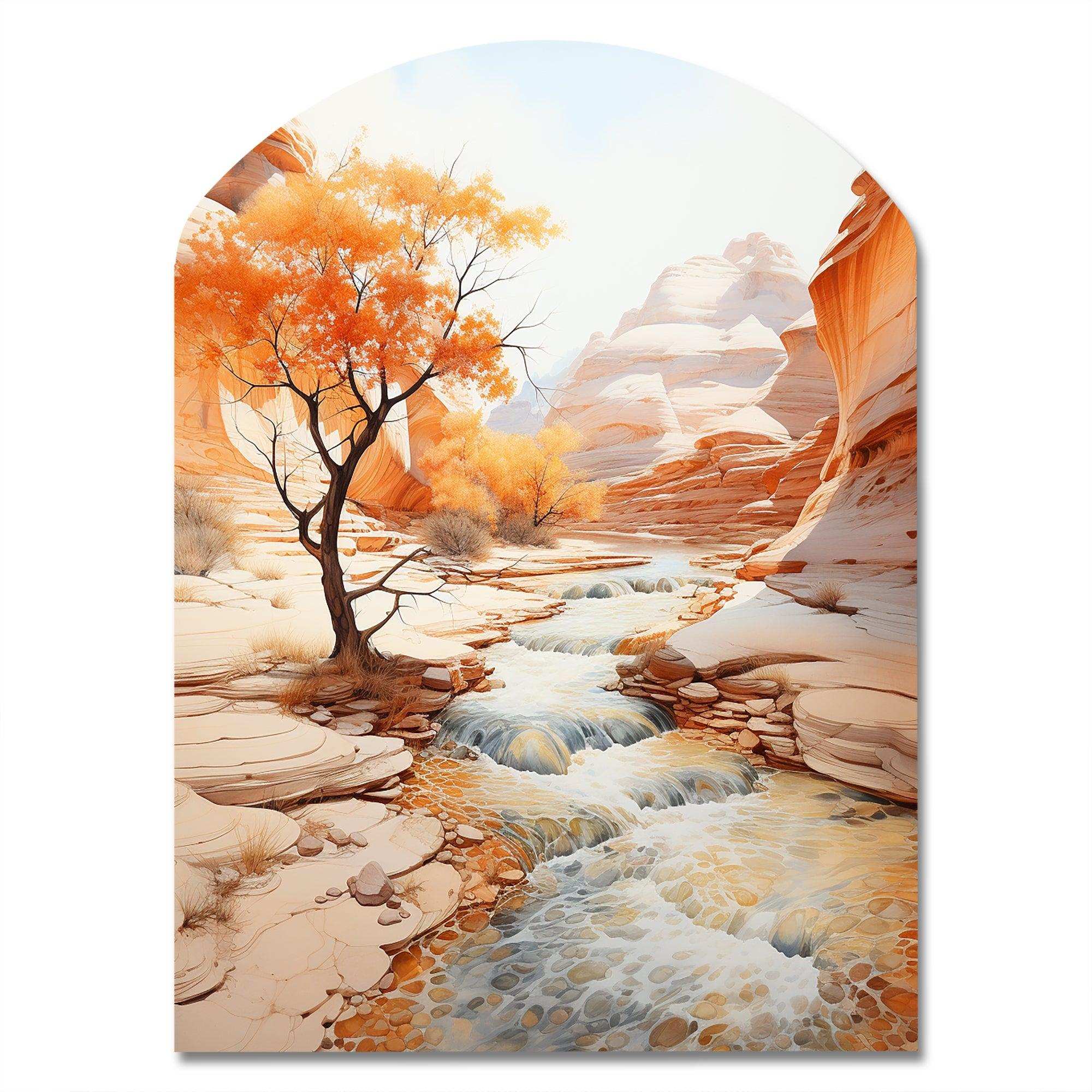 Beige Peach Canyon Mirage - Asymmetric Metal Wall Art