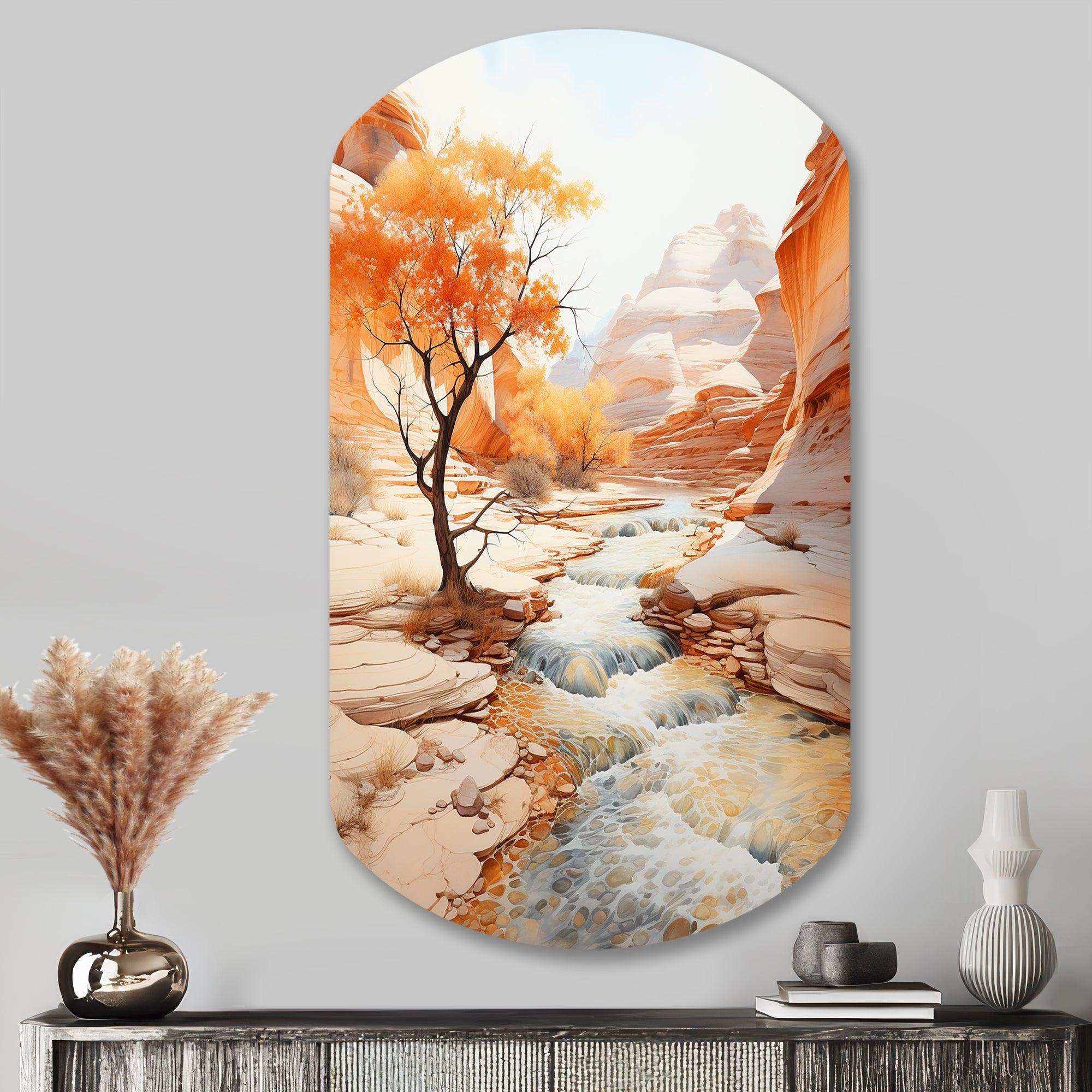 Beige Peach Canyon Mirage - Asymmetric Metal Wall Art