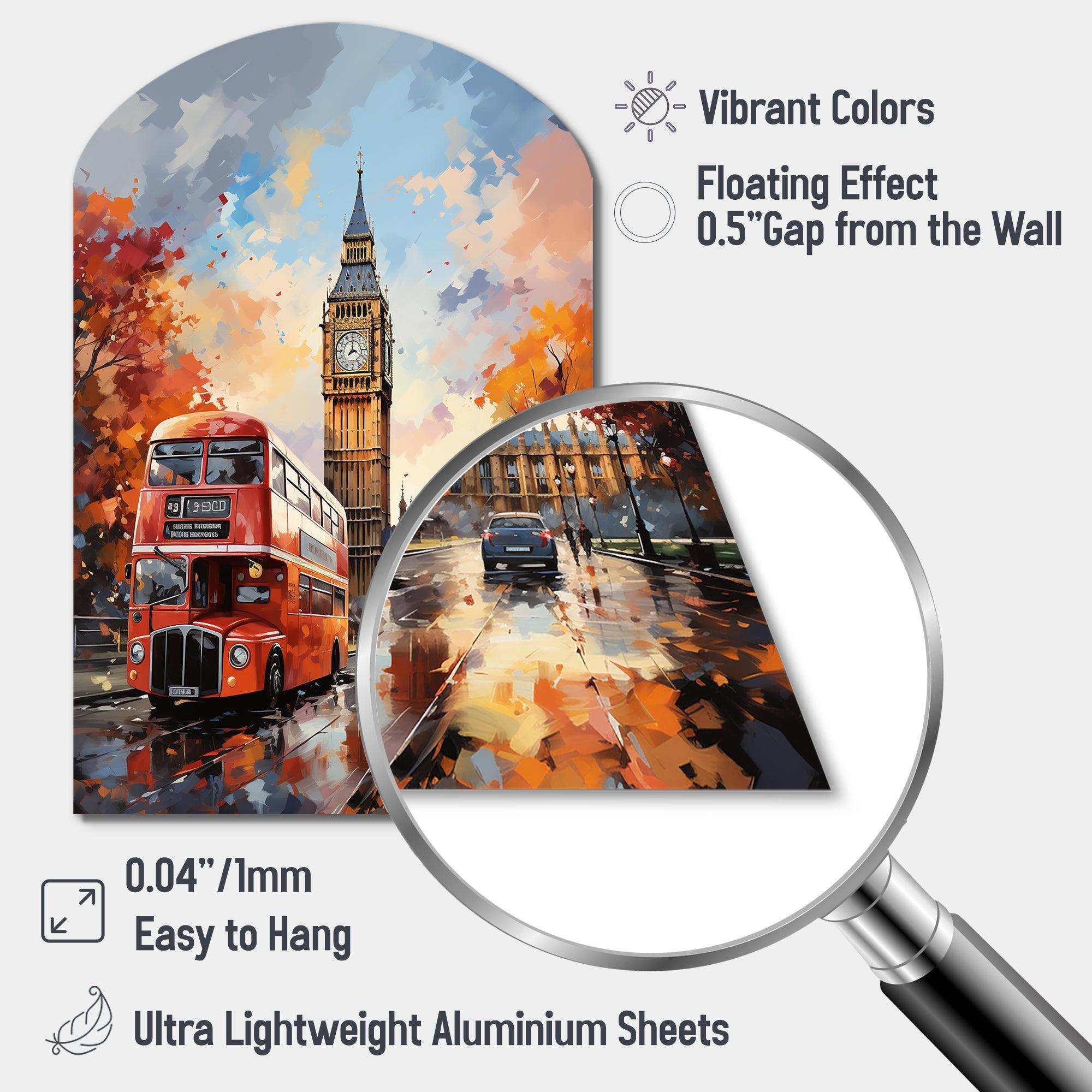 Peach Red City London Popart - Asymmetric Metal Wall Art