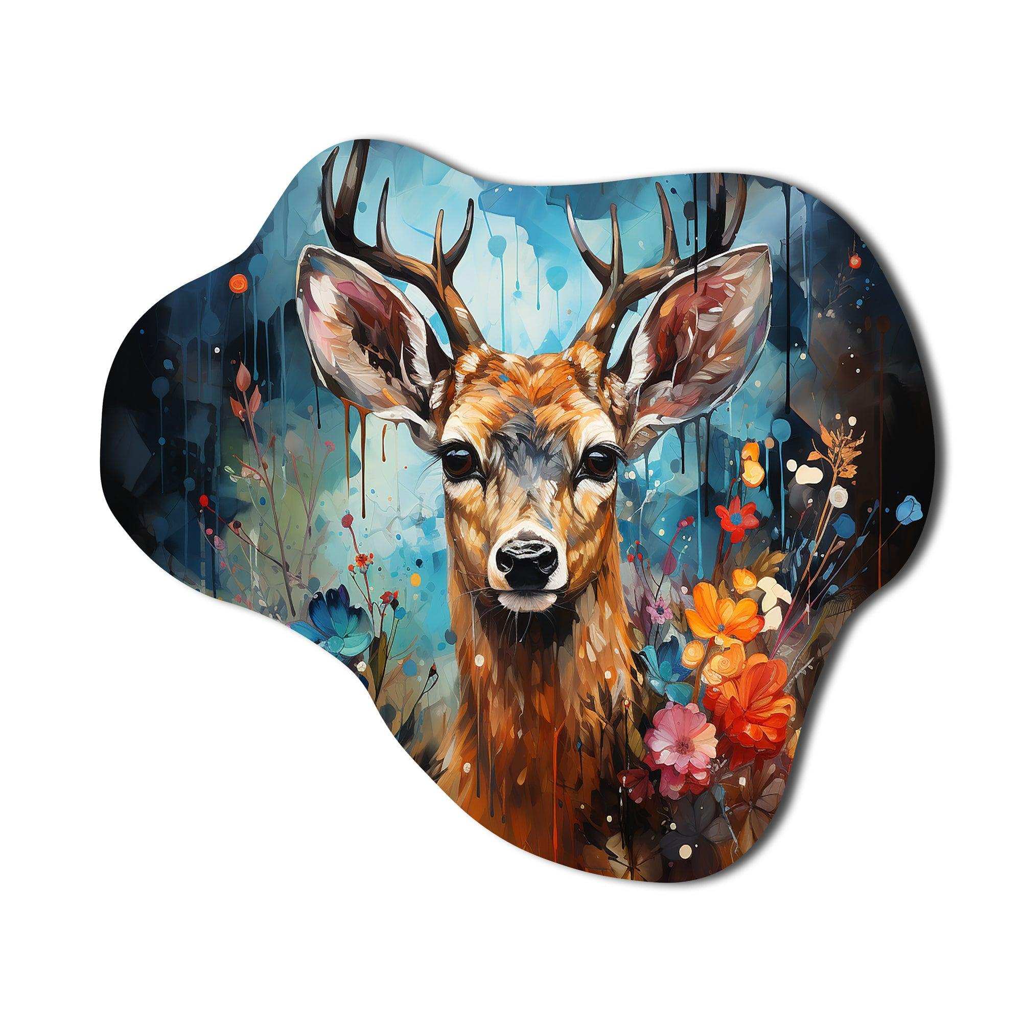 Deer Graceful Fawn Collage II - Asymmetric Metal Wall Art