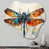 Orange Dragonfly Insects Flight Geometric I - Asymmetric Metal Wall Art