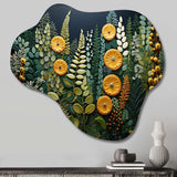 Yellow Ferns Plant Forest Tapestry - Asymmetric Metal Wall Art