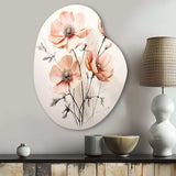 Peach Beige Minimalism Flower - Asymmetric Metal Wall Art