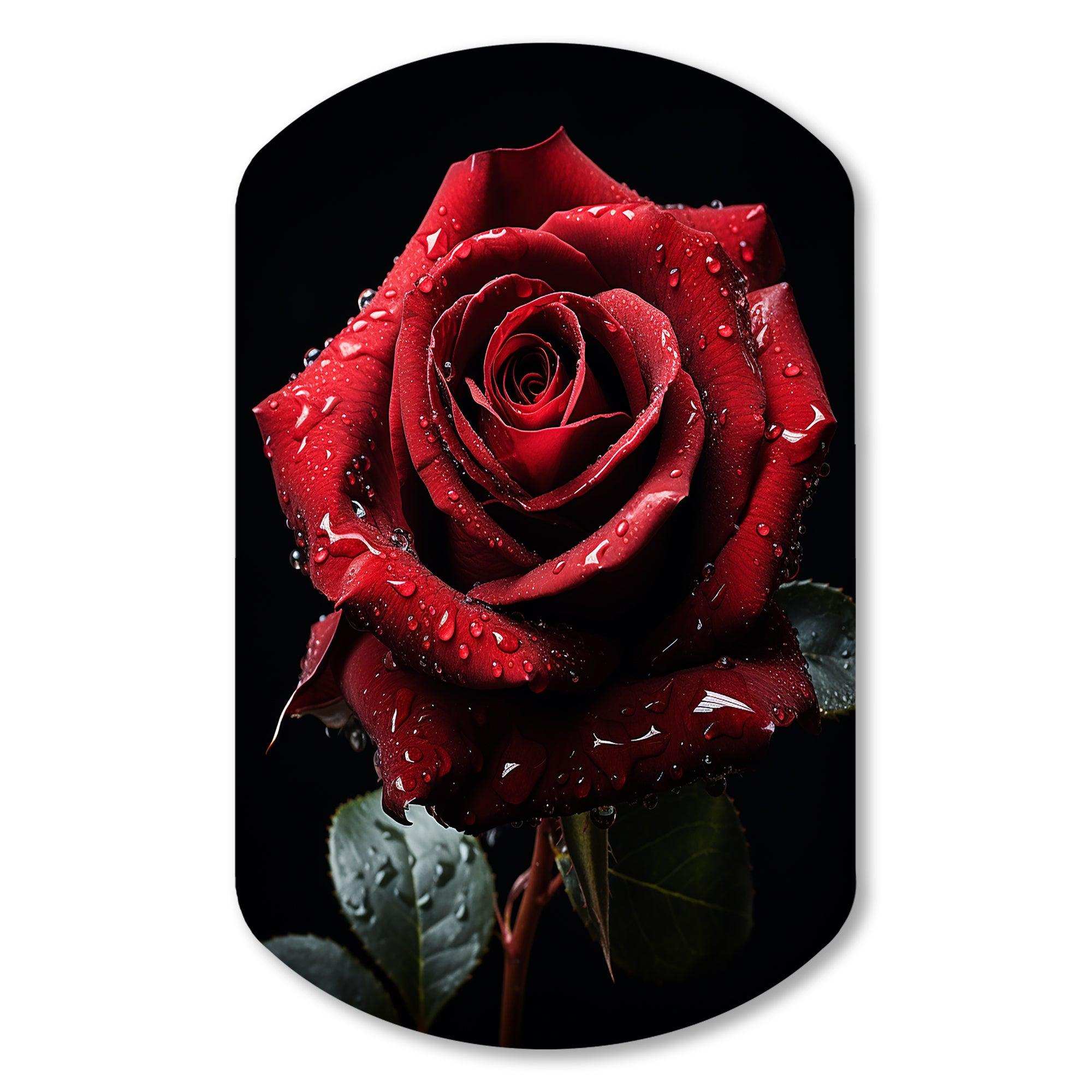 Red Black Rose Elegance I - Asymmetric Metal Wall Art