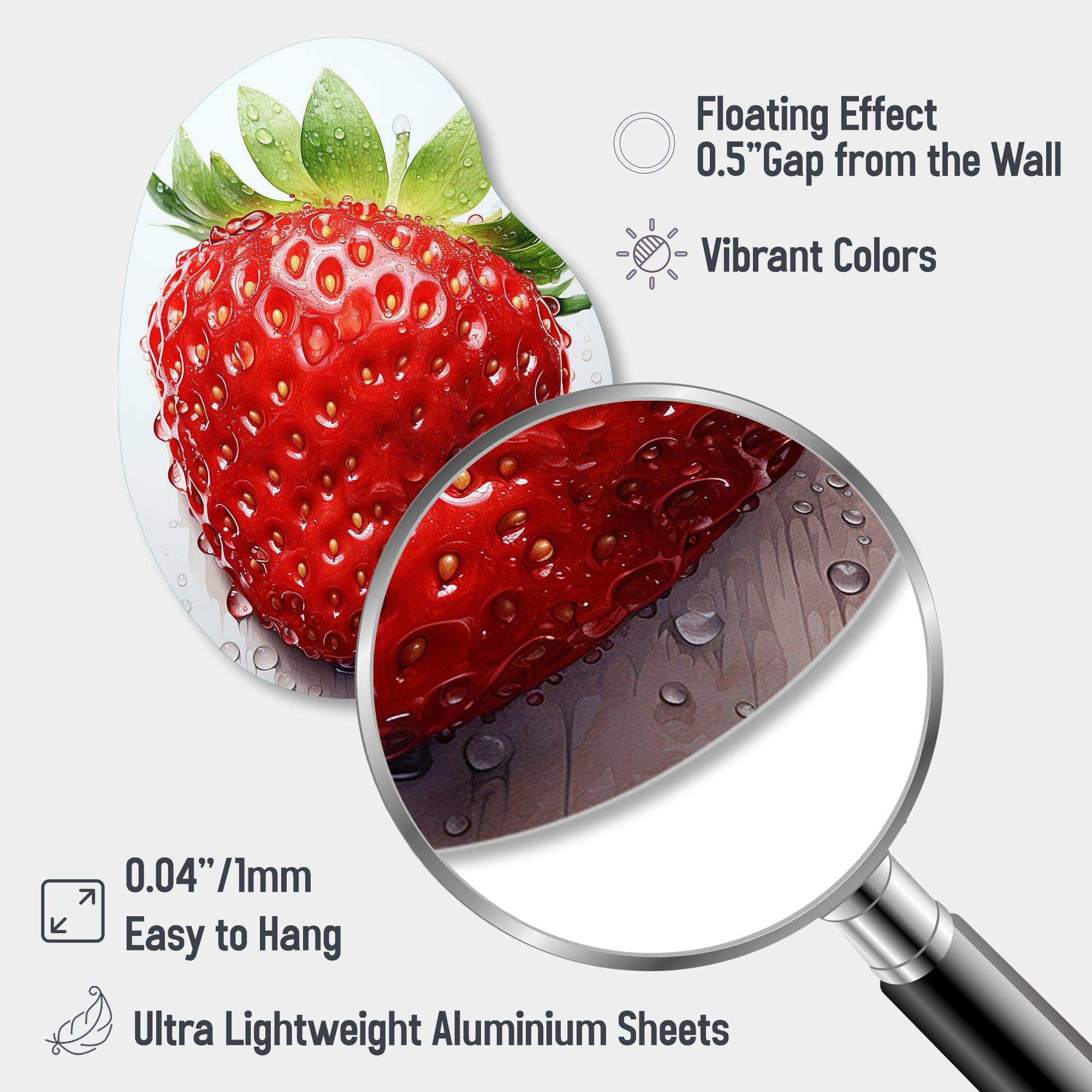 Fruit Sweet Strawberry Pointillism I - Asymmetric Metal Wall Art
