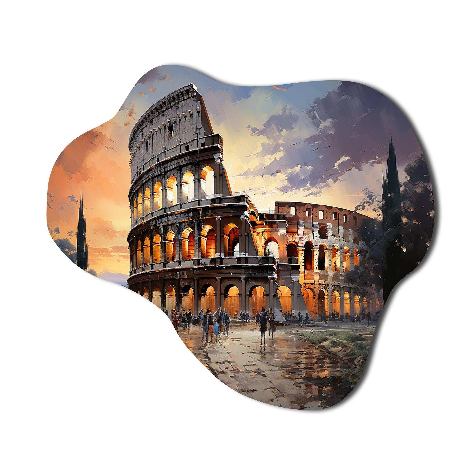 Beige Italy Colosseum Colosseo - Asymmetric Metal Wall Art
