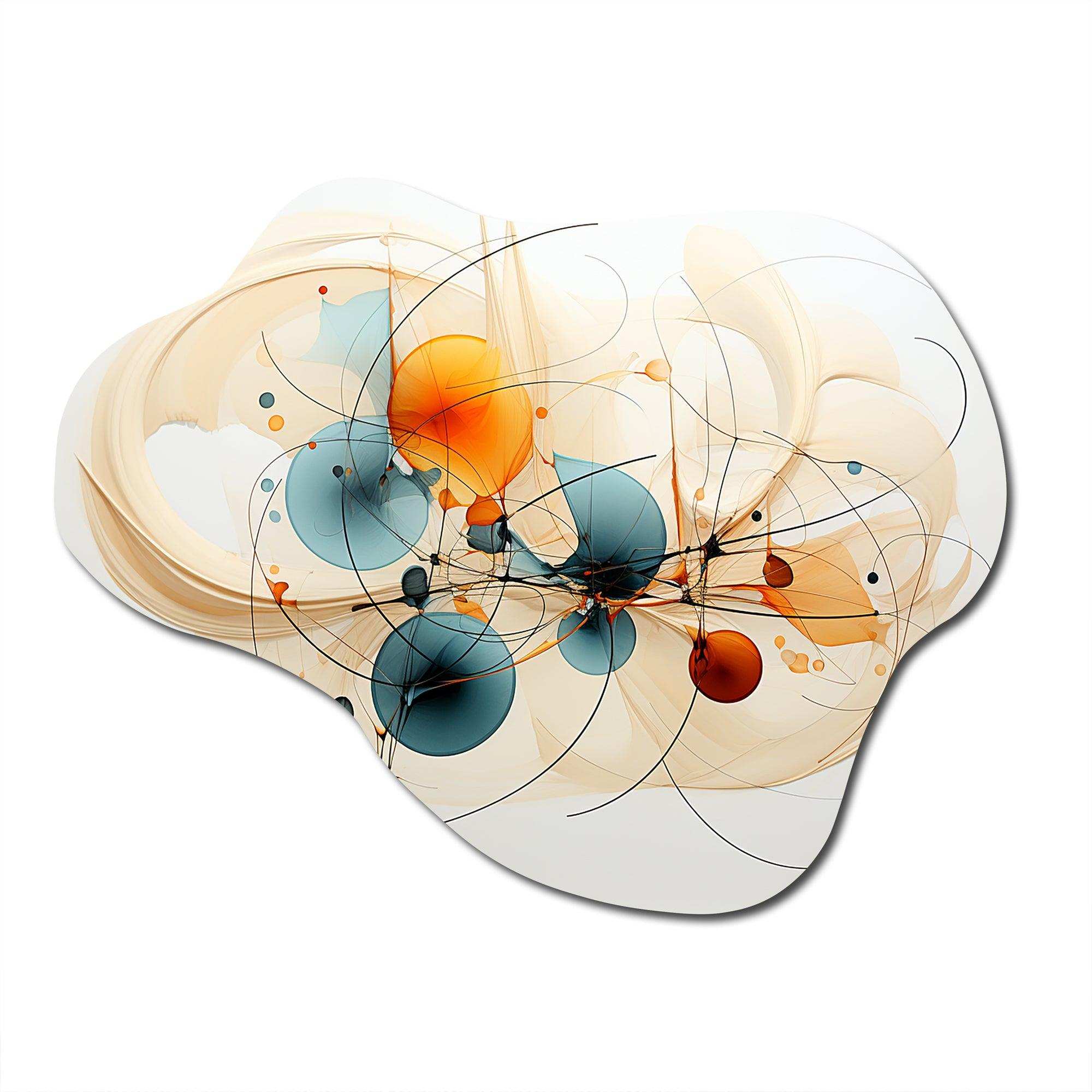 Teal Orange Line Art Conceptual Abstracts II - Asymmetric Metal Wall Art