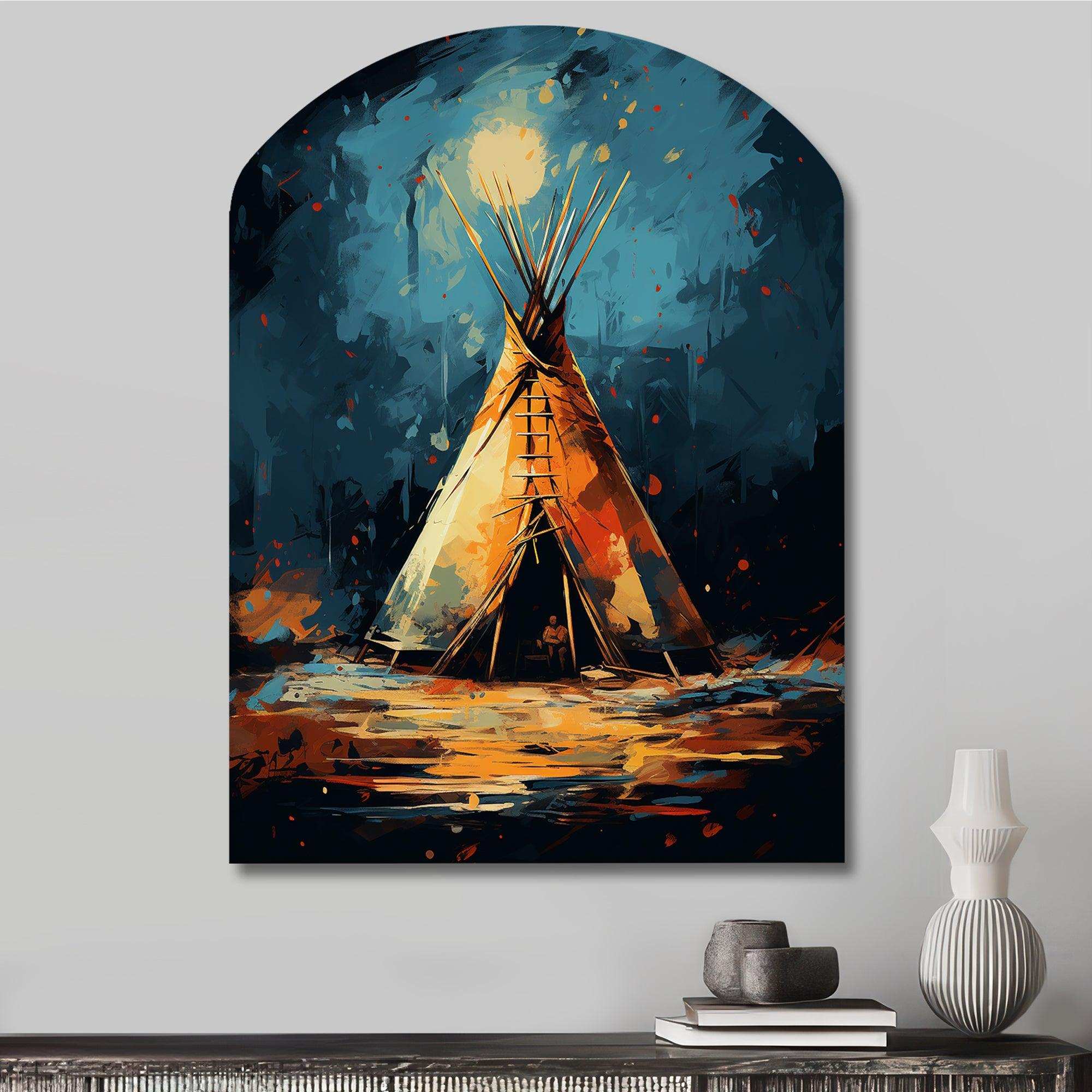 Native Tipi Journey Of The Tribes - Asymmetric Metal Wall Art