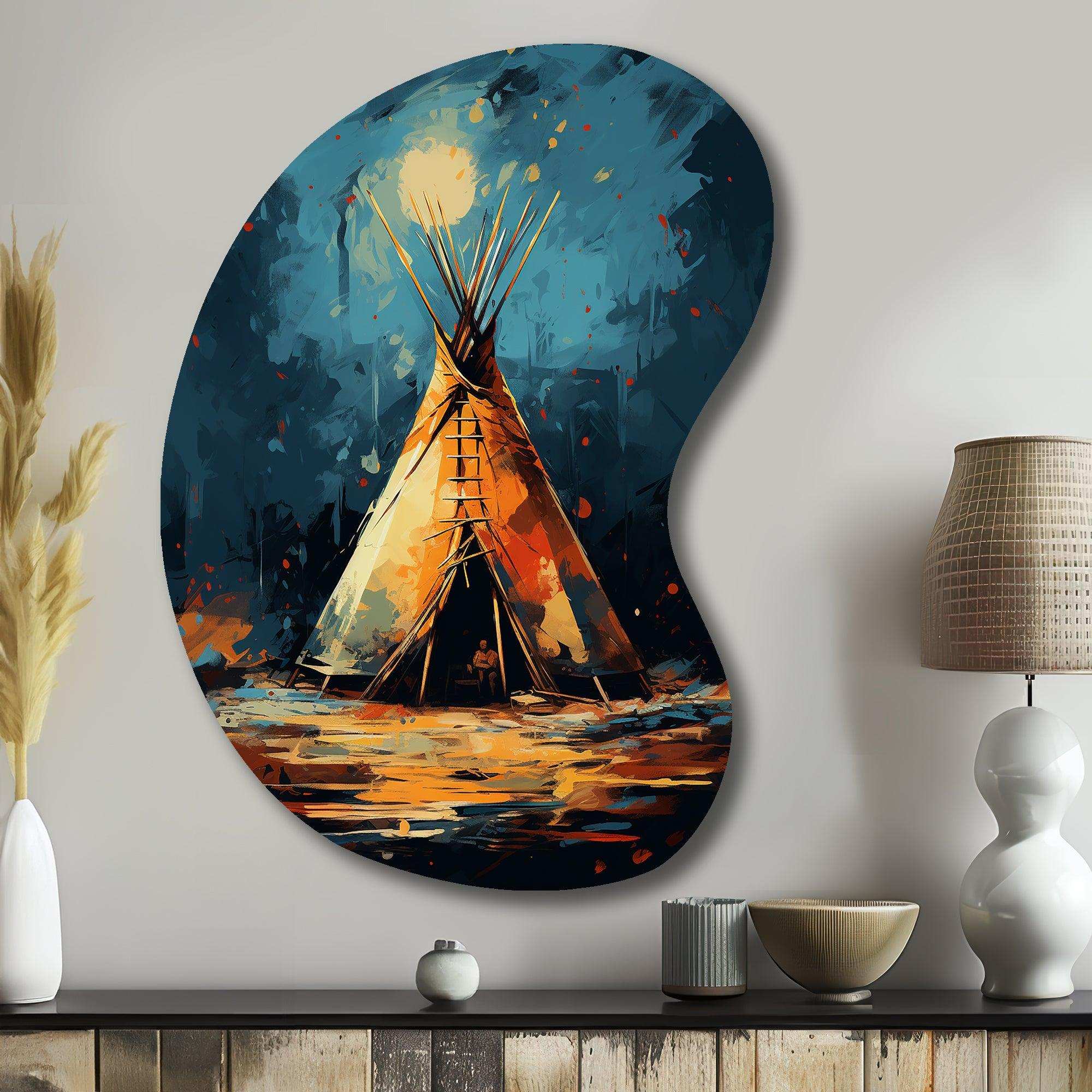 Native Tipi Journey Of The Tribes - Asymmetric Metal Wall Art