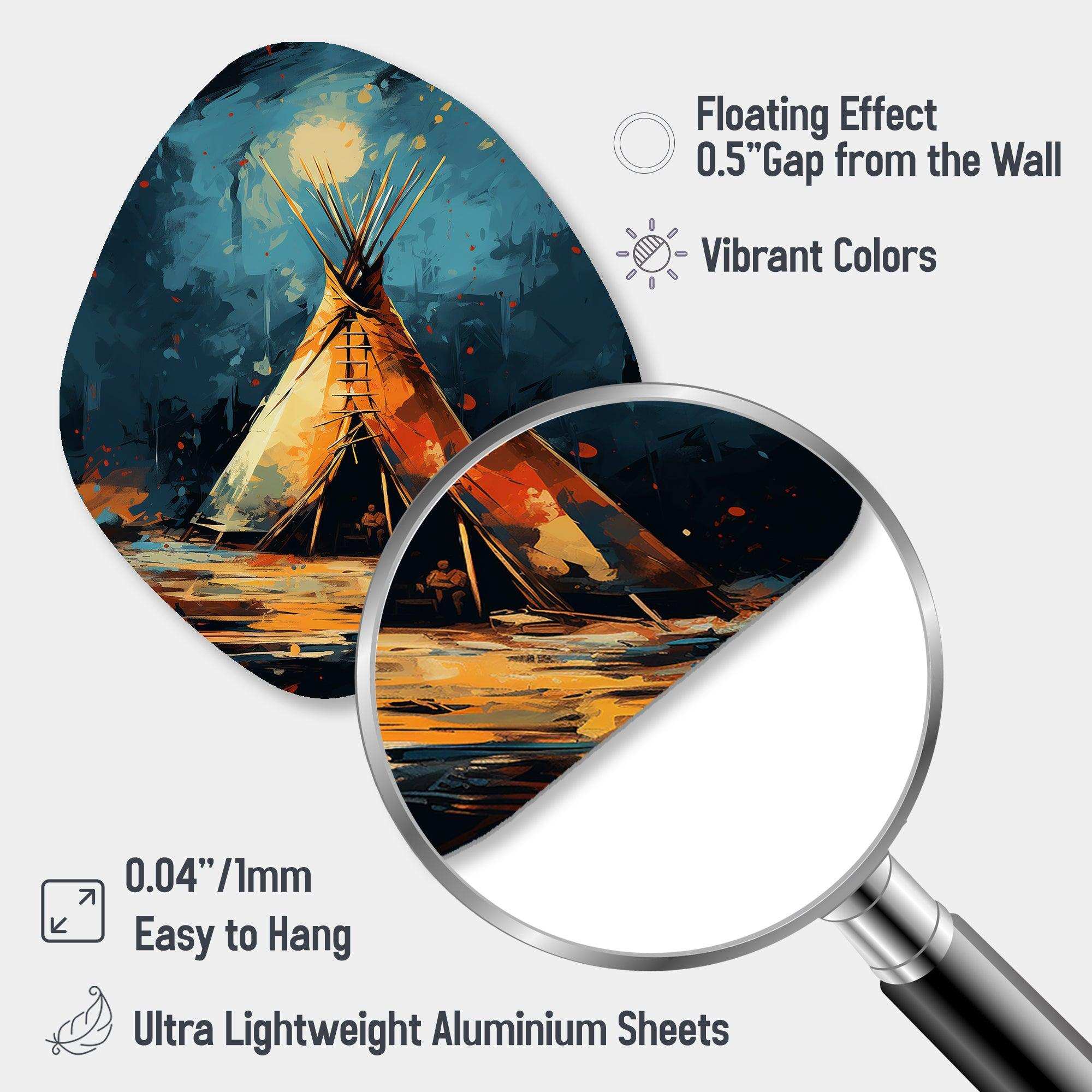 Native Tipi Journey Of The Tribes - Asymmetric Metal Wall Art