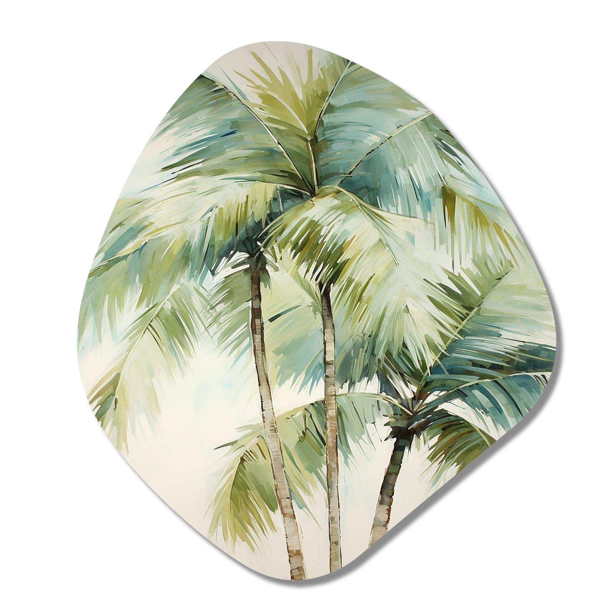 Green Minimalims Palm Trees I - Asymmetric Metal Wall Art