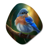 Beautiful Bright Bluebird On A Branch III - Asymmetric Metal Wall Art