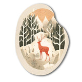 Majestic Deer In The Winter Woods I - Asymmetric Metal Wall Art