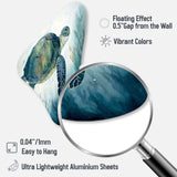 Watercolor Turtle Swimming III - Asymmetric Metal Wall Art