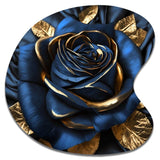 Gilded Rose In Kings Blue I - Asymmetric Metal Wall Art