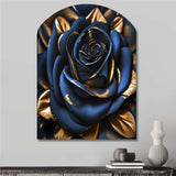 Gilded Rose In Kings Blue II - Asymmetric Metal Wall Art