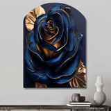 Gilded Rose In Kings Blue III - Asymmetric Metal Wall Art