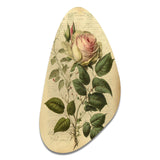 Victorian Retro Pink Rose V - Asymmetric Metal Wall Art