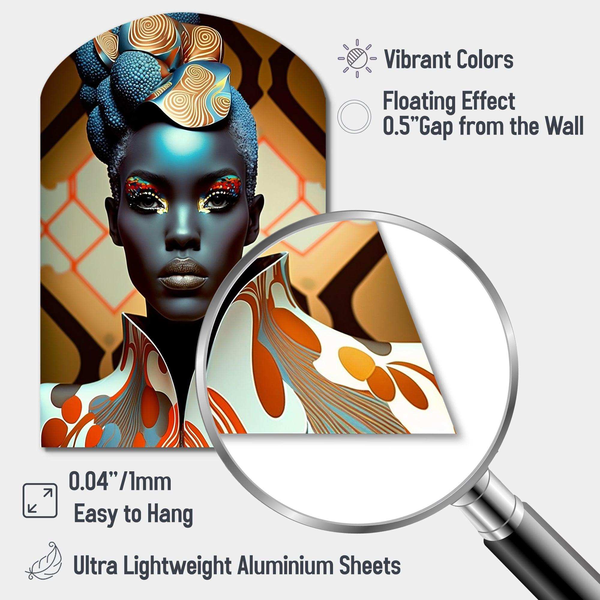 Avant-Garde Elegant African Woman IV - Asymmetric Metal Wall Art