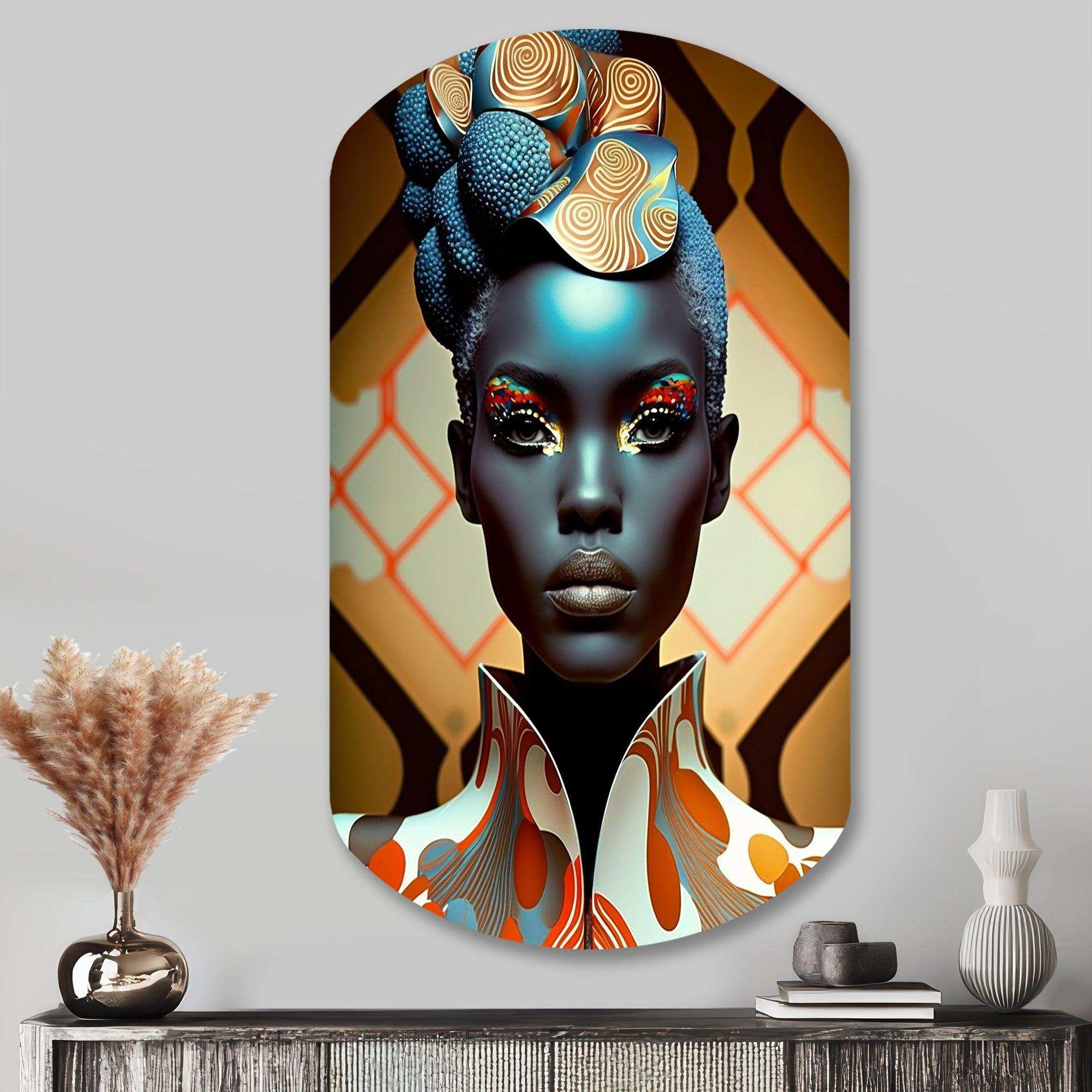 Avant-Garde Elegant African Woman IV - Asymmetric Metal Wall Art