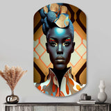 Avant-Garde Elegant African Woman IV - Asymmetric Metal Wall Art