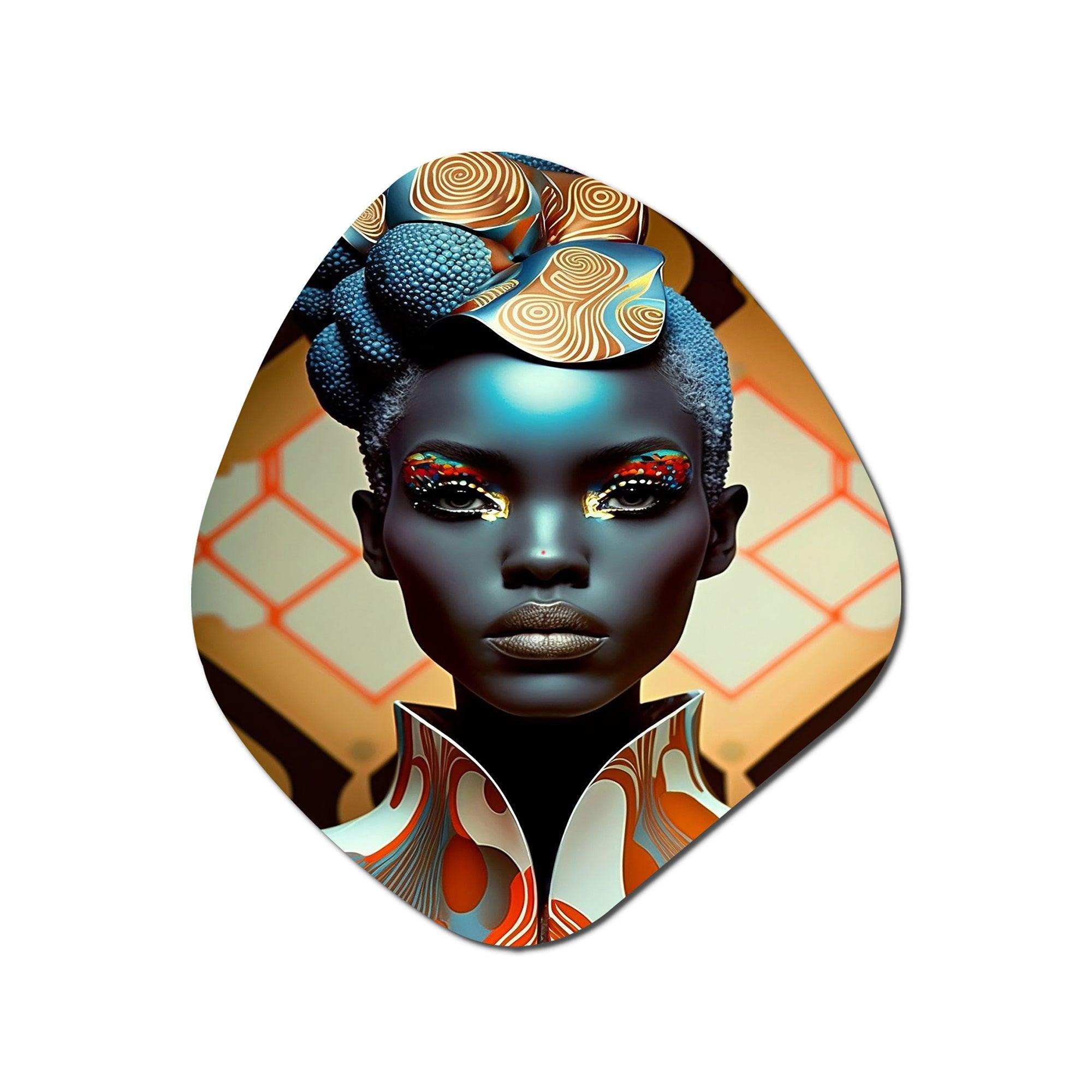 Avant-Garde Elegant African Woman IV - Asymmetric Metal Wall Art