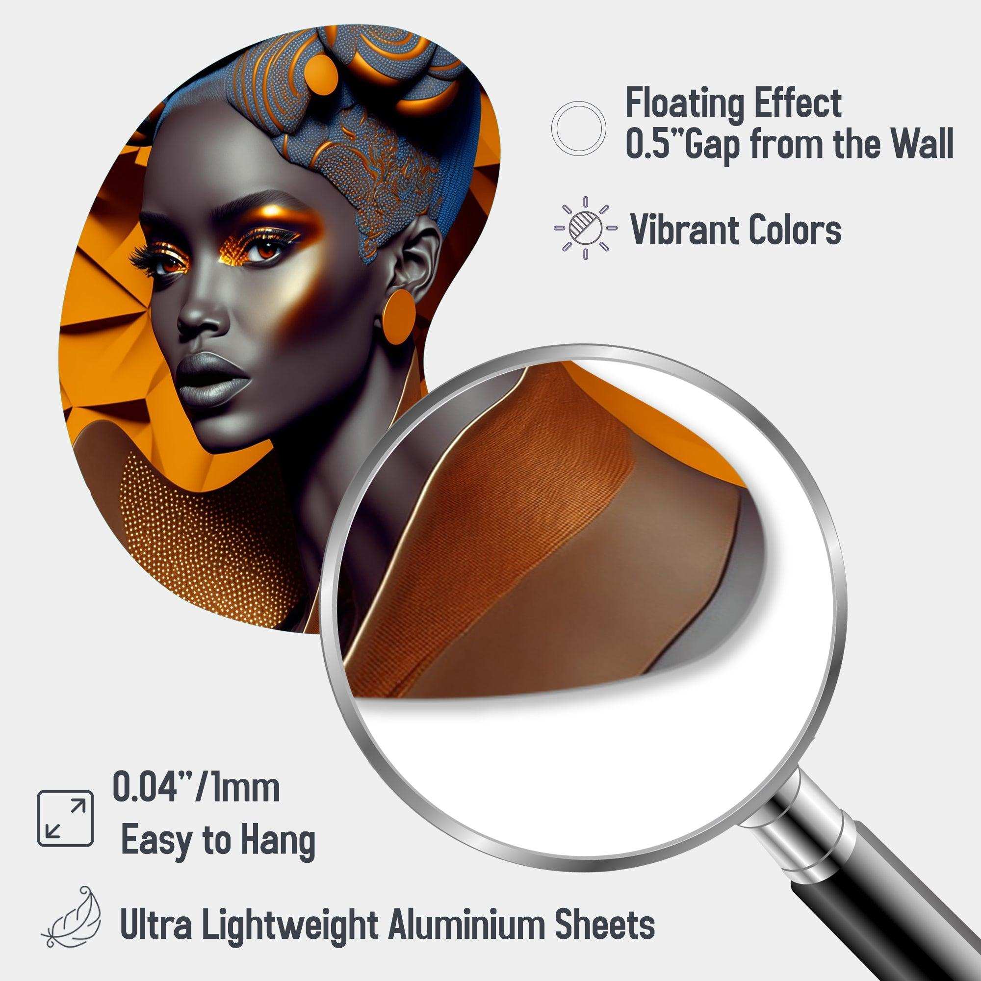 Exquiste African Woman Design I - Asymmetric Metal Wall Art