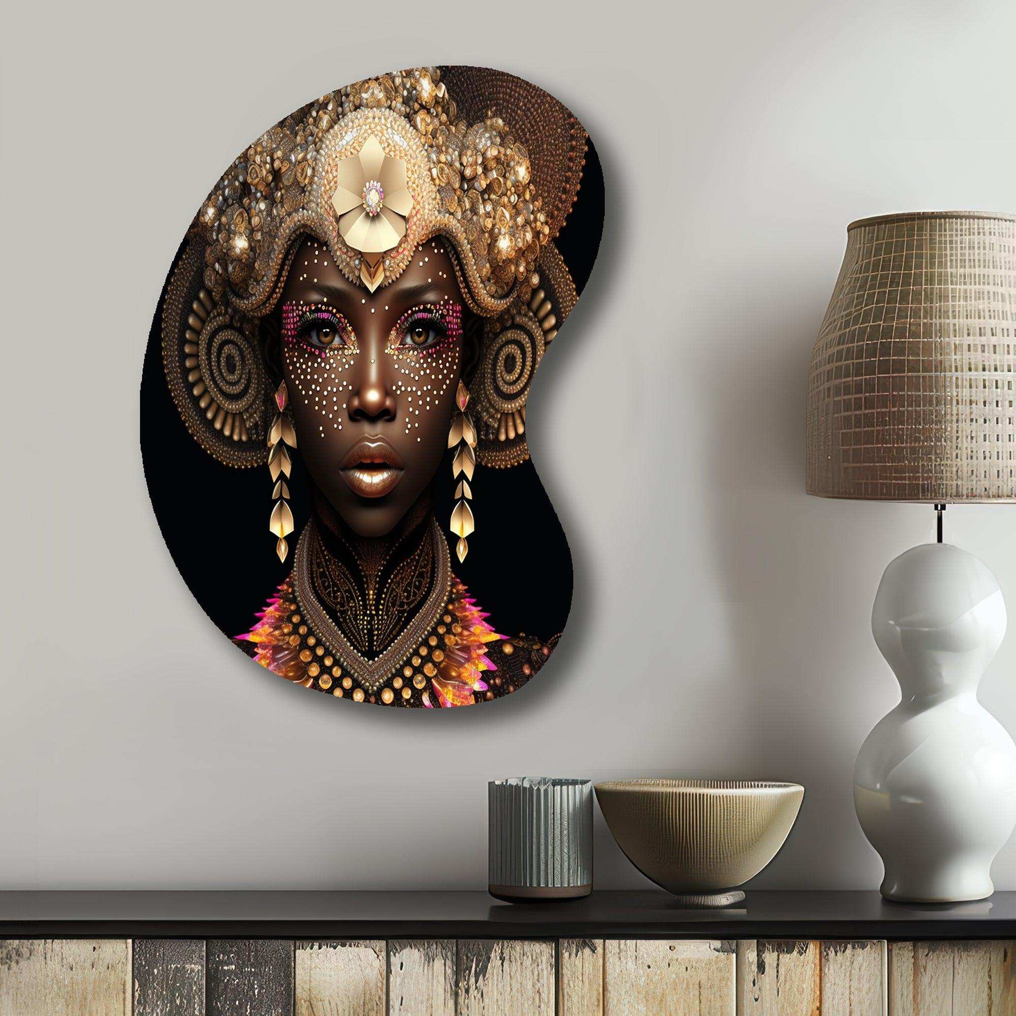 Exquiste African Woman Design V - Asymmetric Metal Wall Art