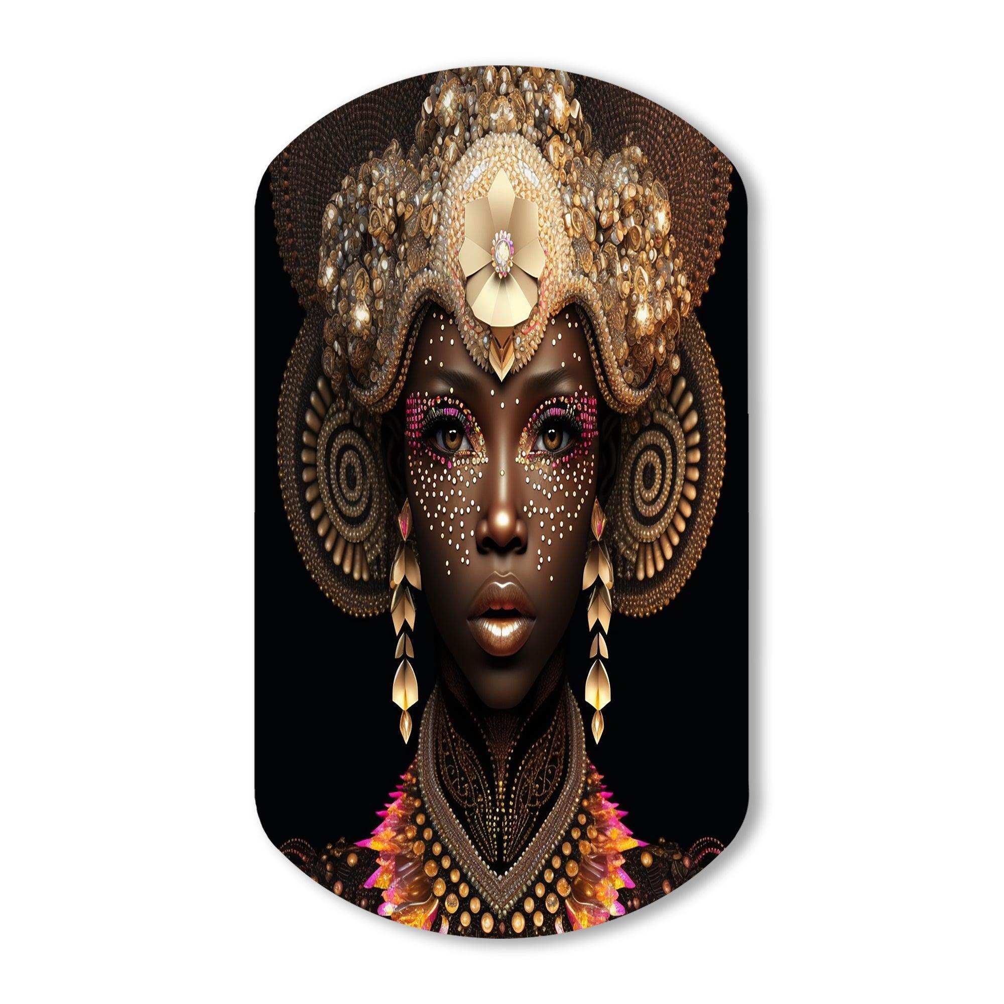 Exquiste African Woman Design V - Asymmetric Metal Wall Art