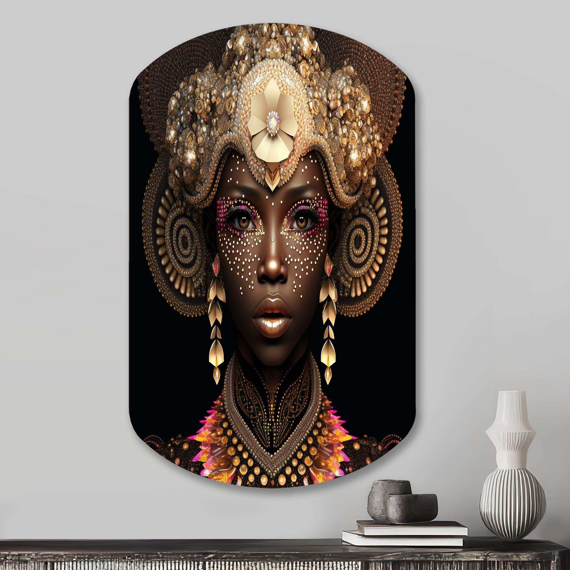Exquiste African Woman Design V - Asymmetric Metal Wall Art